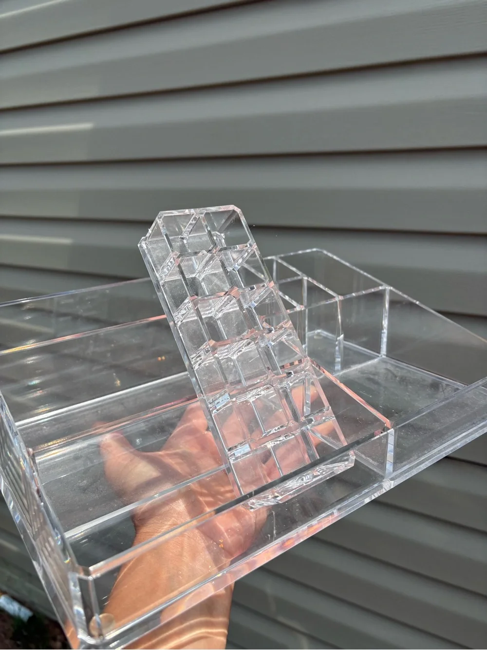 Clear Acrylic Multi-Compartment Cosmetic Makeup Organizer - The Container Store